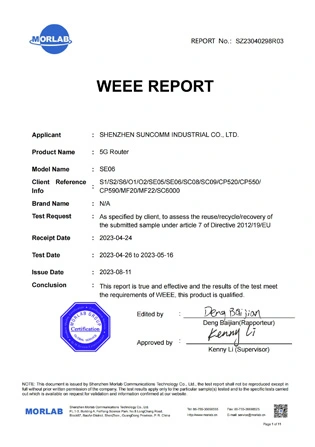 WEEE Report Certificates